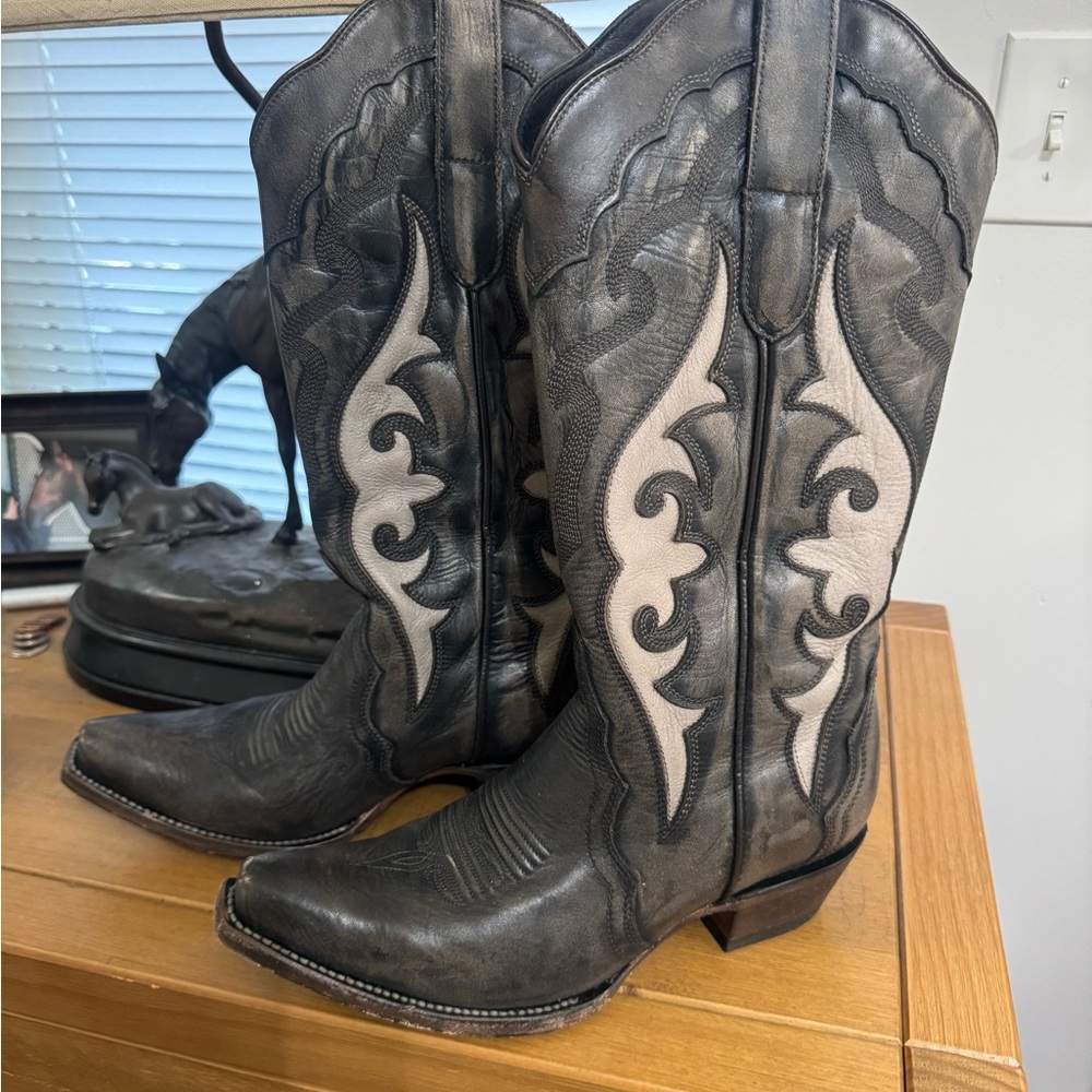 Black Leather Cowboy Boots by JB Dillon